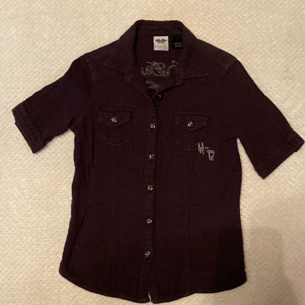 Women’s Harley Davidson Smoke Gray Button Down Shirt